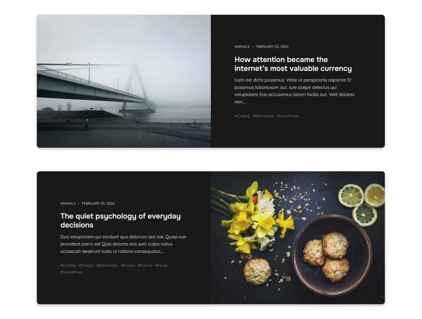 Aurora WordPress theme Archive: Swapped Layout