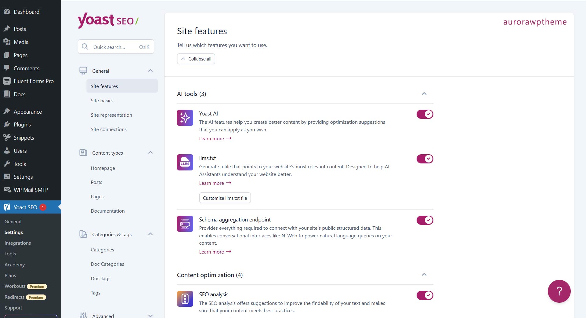 WordPress SEO plugin settings panel showing meta description and focus keyword fields